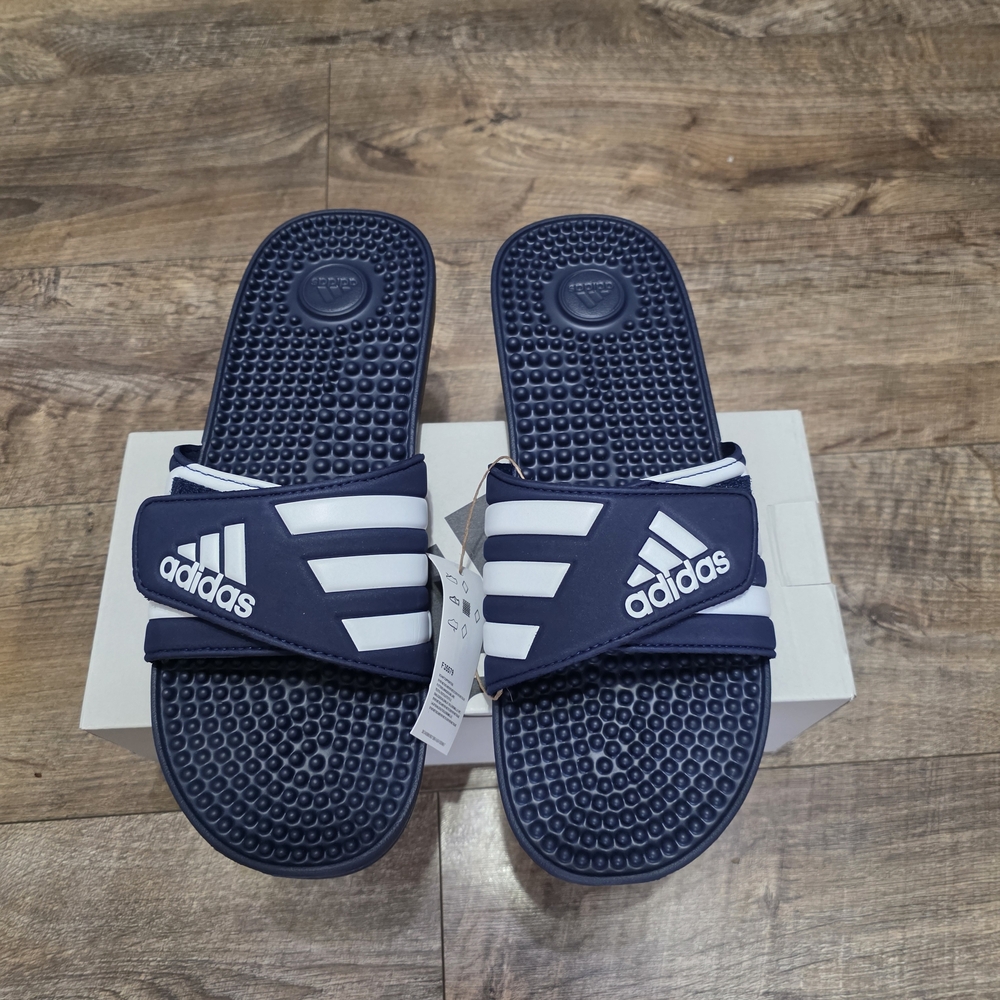Adidas Navy and White Slide  Men Size 13 Sandals